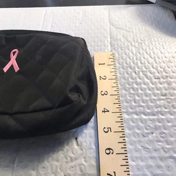 BREAST CANCER AWARENESS BLACK MAKEUP BAG with PINK RIBBON - Picture 6 of 8